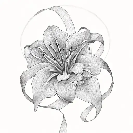 Lilly Flowers With Cancer Ribbon