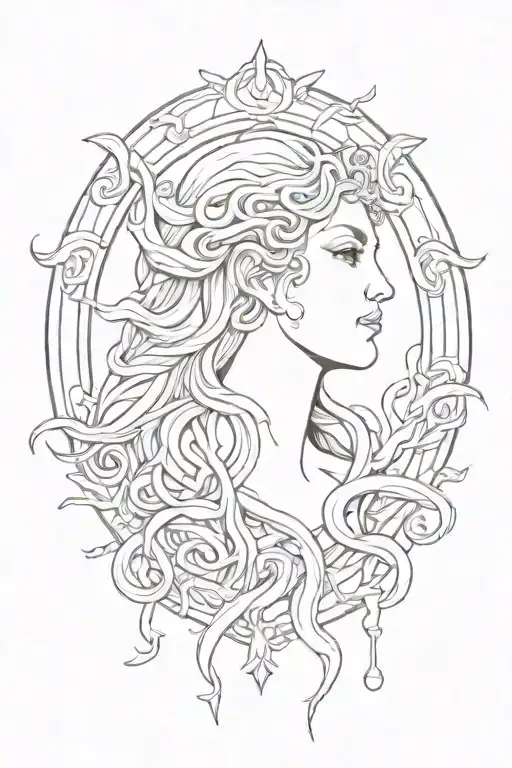 A Tattoo Design Inspired By Philosophical Symbols Medusa Athena And Poseidon