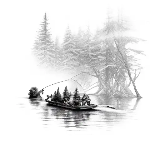 Realistic River Fishing Camping Forest Sleeve
