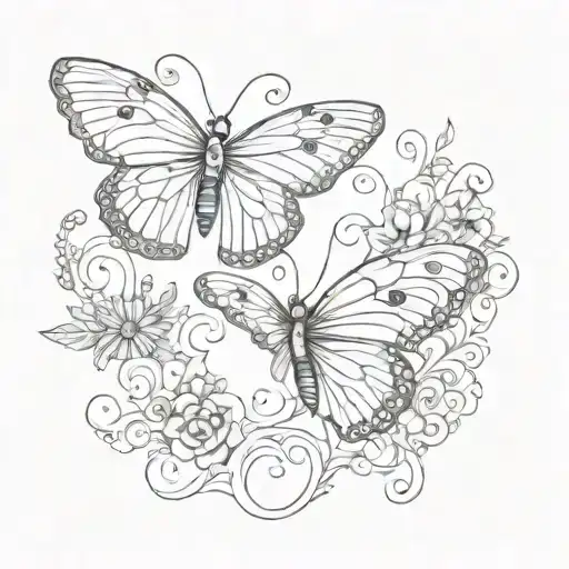 Semicolon Butterfly My Jenny Written Vertically Interrwined Black And White