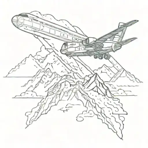 Mountains Train Snow Airplane