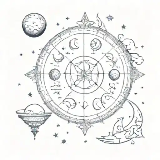 Moon Phases With Galaxy And Stars Libra And Pices Zodiac Sign