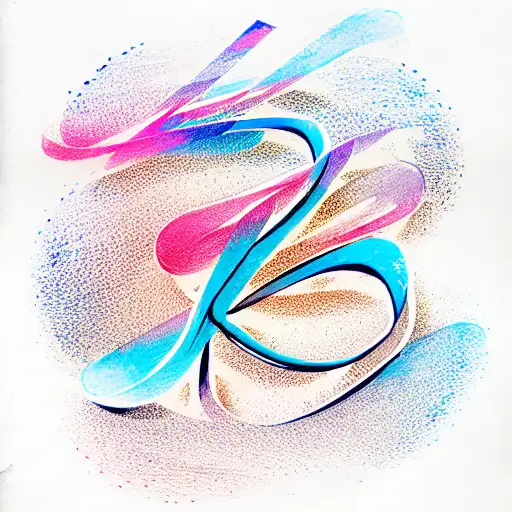 Cool Calligraphy Letters Circle With Blue And Pink Colours
