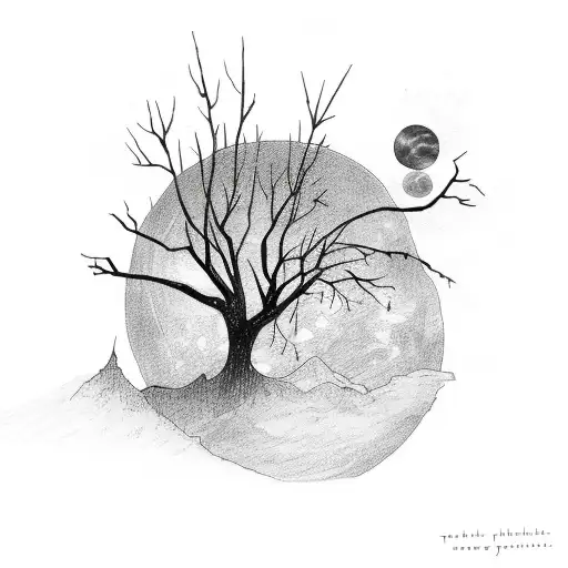 Blood Moon With Time And Eyes And Dead Tree