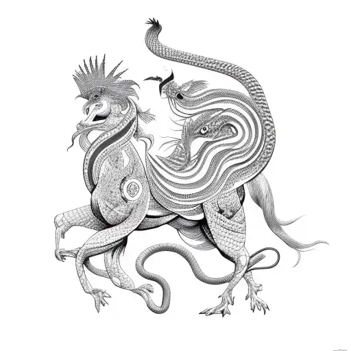 Horse With Snake And Rooster