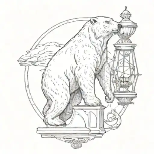 Polar Bear With Torus Zodaic With An Old Fashion Lamp Post