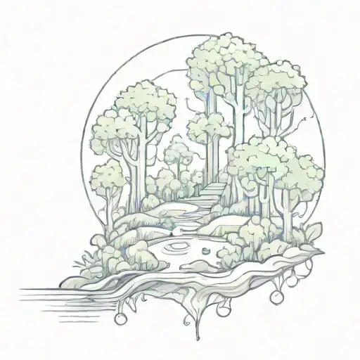 A Nature-inspired Tattoo Of A Forest With Hidden Psychological Symbols Within The Trees