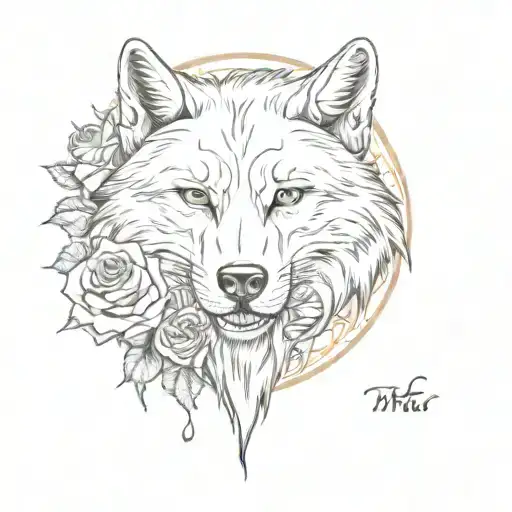 Wolf And Skull With Roses