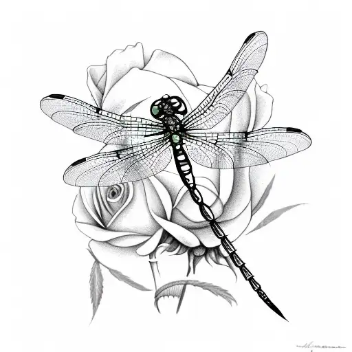 Dragonfly White Rose