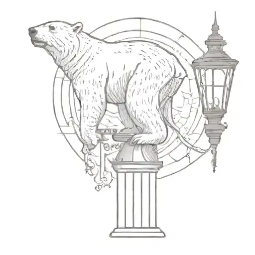 Polar Bear With Torus Zodaic With An Old Fashion Lamp Post