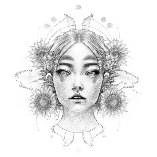 Celestial Woman Sun With Flowers