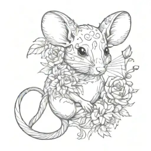 A Dark Mouse With Flowers Un Gotich Style