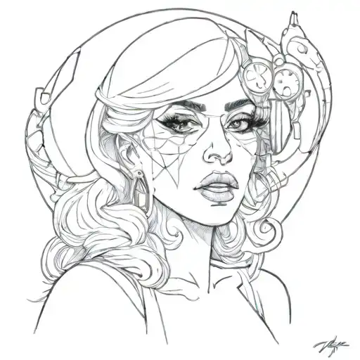 A Portrait Of Lady Gaga With A Microphone In A New-school Style