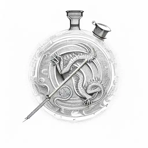 Chemistry Flask Morphing Into A Dragon