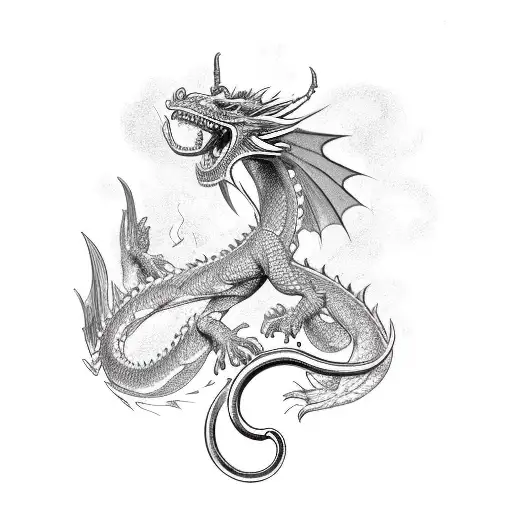 A Dragon And A Stethoscope Intertwined In An Intricate Sketch