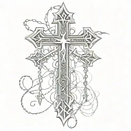 Christian Cross With Chains Wrapping Around