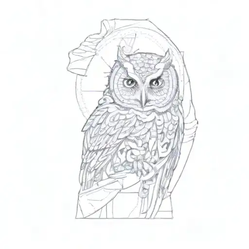 An Owl On A Man's Sleeve With Skulls