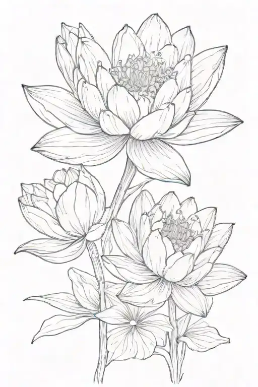 Water Lily And Tulip Flowers