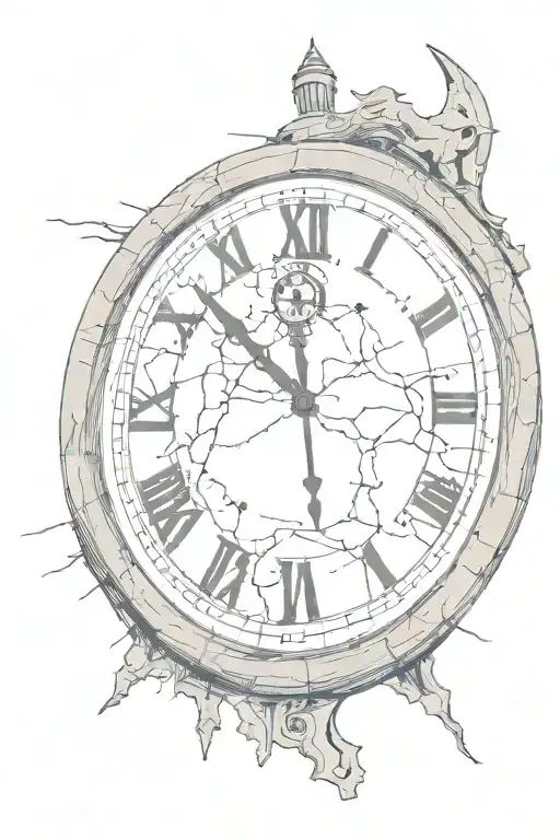 A Cracked Clock With Roman Numbers And A Warrior Post War