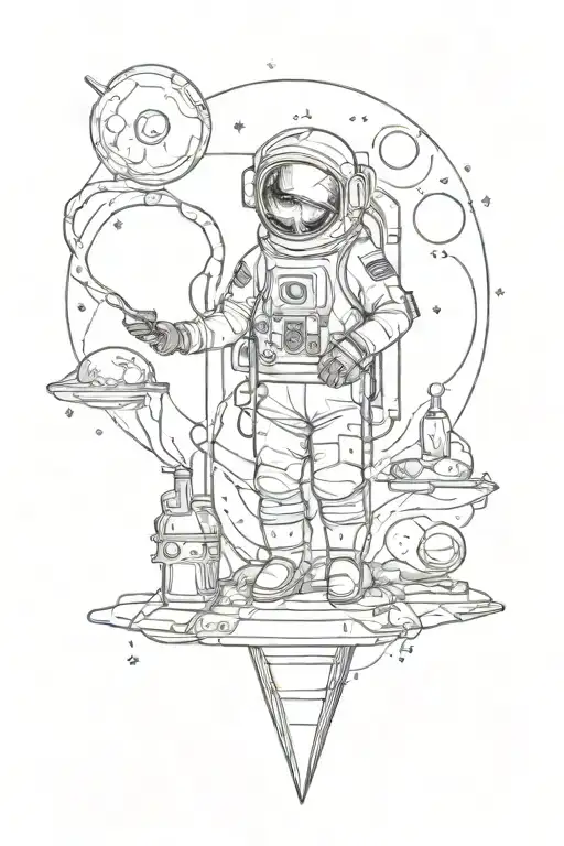 A Tattoo Design Inspired By The Client's Love For Alcohol And Space Exploration