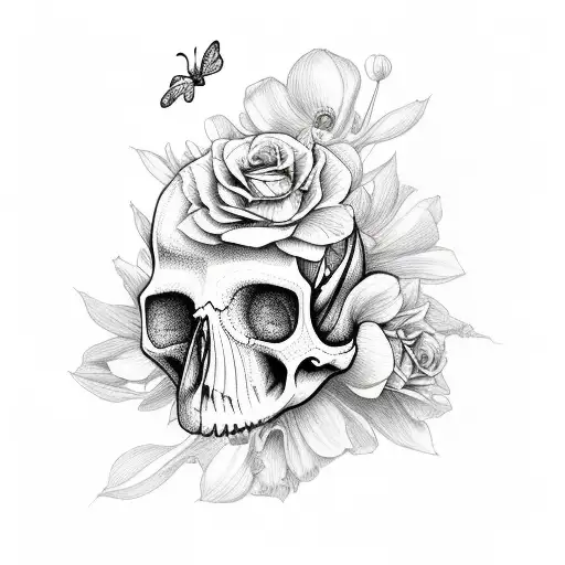 Butterfly Flower Skull