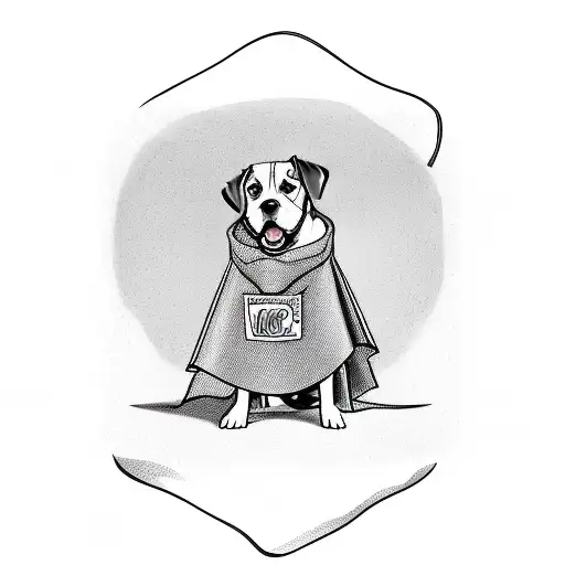 A Sketch-style Illustration Of A Dog Wearing A Cape With The Text 'Wag-n-bag'