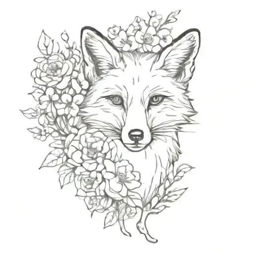 Fox And Flowers And Branches