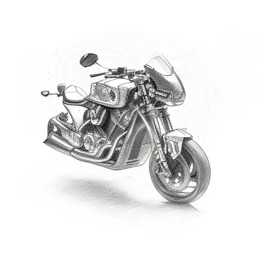 A Sketch-style Tattoo Of A Car Speeding Down A Winding Road