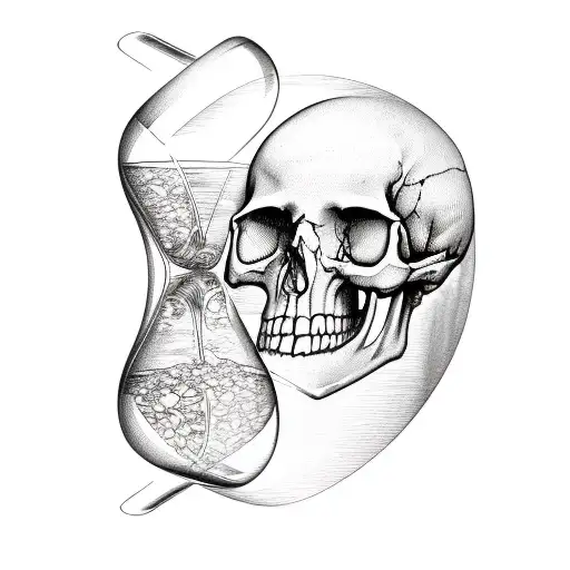 Hourglass With Skull On Bottom Recycling Into Itself