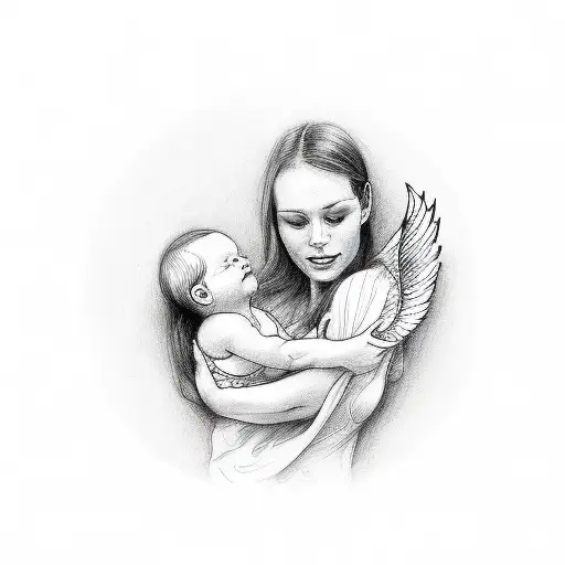Mother Holding Baby With Wings