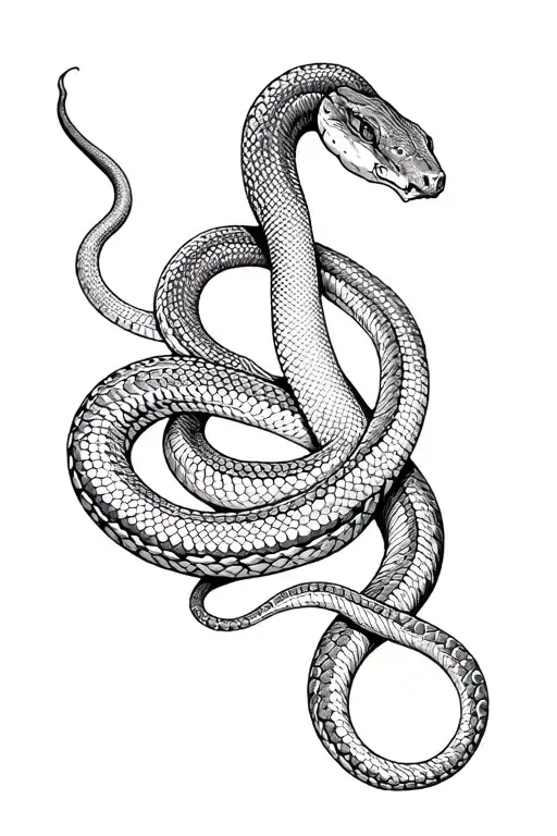 A Snake On The Forearm With Its Tail Wrapped Around The Elbow