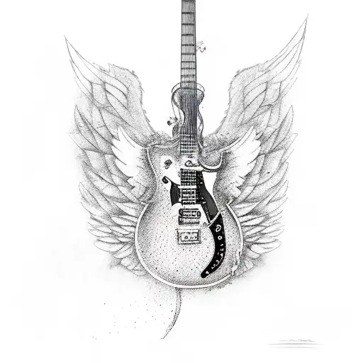 Angel Levitating And Playing The Electric Guitar