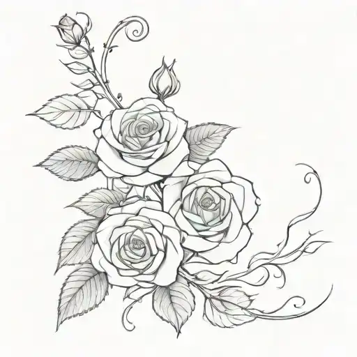 Rose With Vine Thin Long