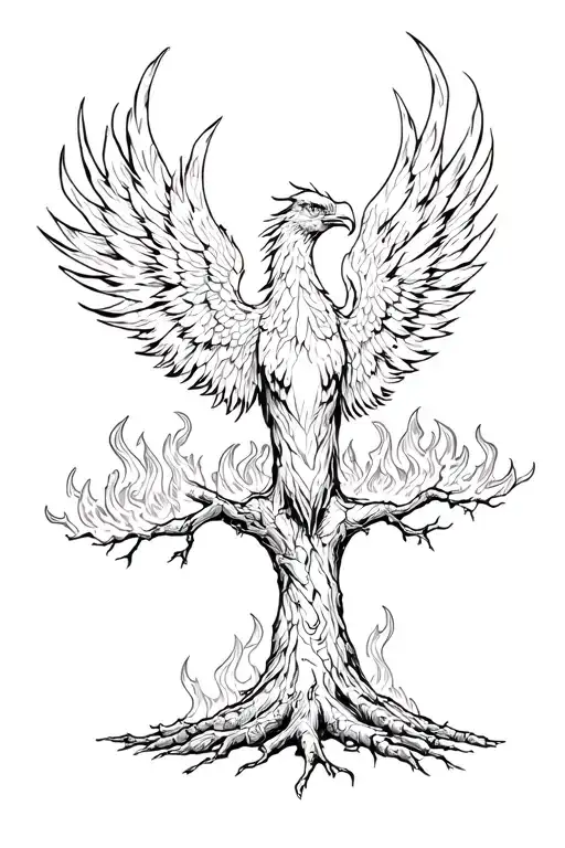 Tree On Fire With Pheonix