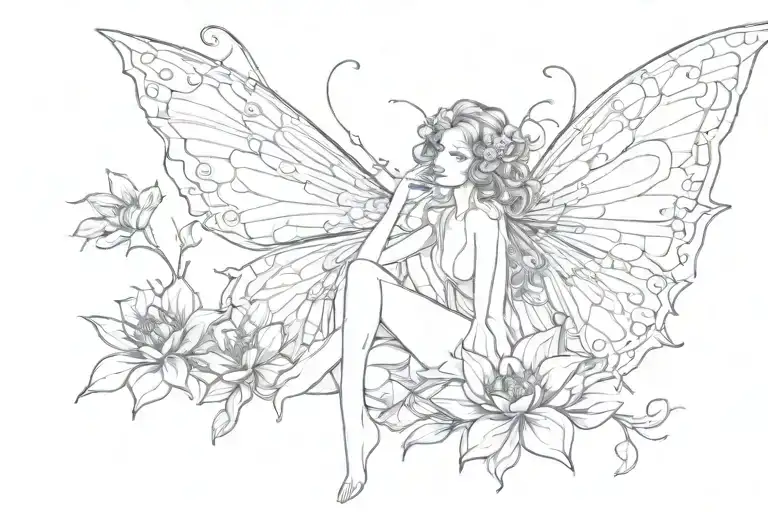 Symmetrical Fairy With Flower Blooming