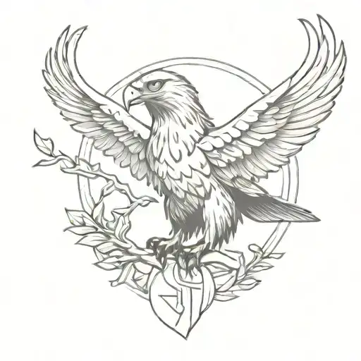 A Sketch Style Tattoo Of An Eagle Perched On A Number 7