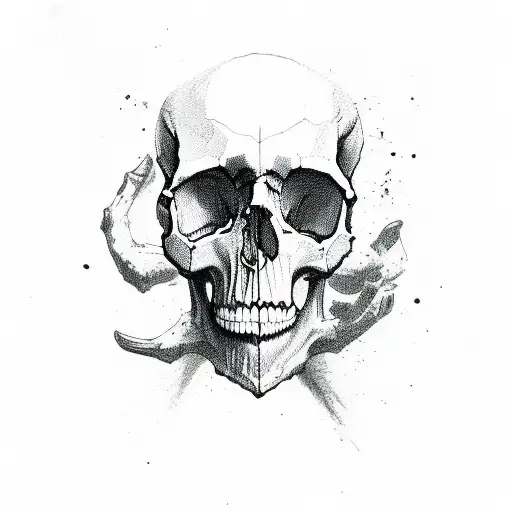 Skull Hands Ripping Through Wall