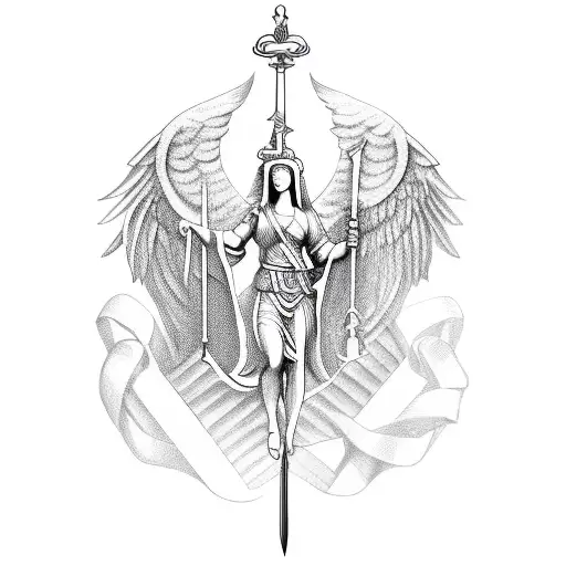 Lady Justice As Caduceus Sword
