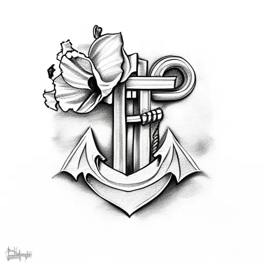 Realistic Anchor With Daffodil