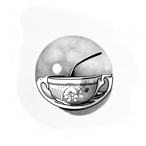 Tea Cup With A Spoon On A Moon