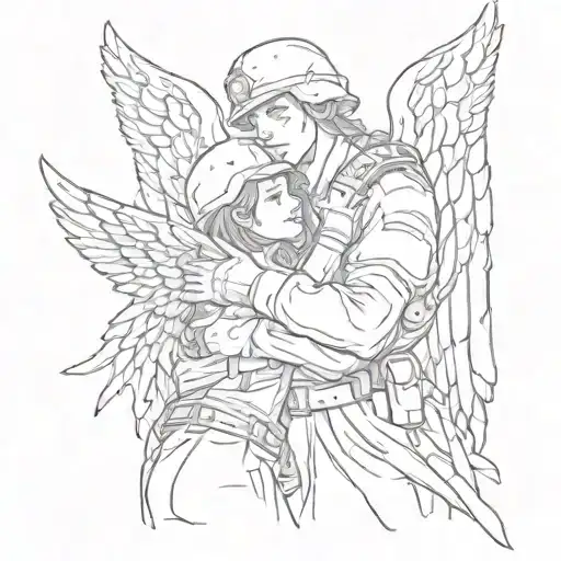 Angel Hugs Soldier
