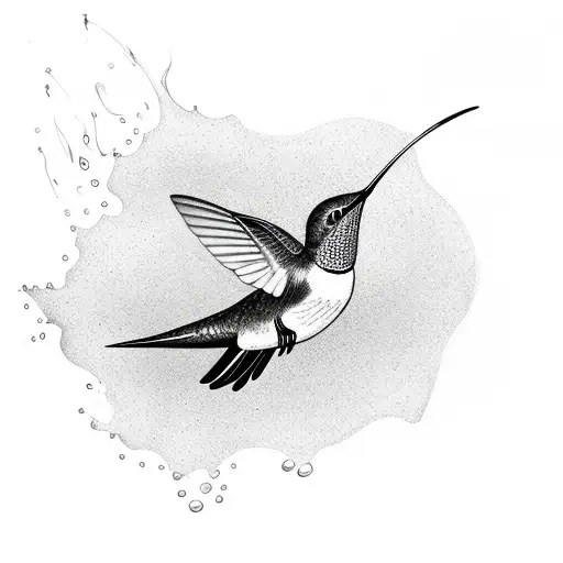 A Hummingbird Diving Into A Pool Of Water With Musical Notes Floating Above