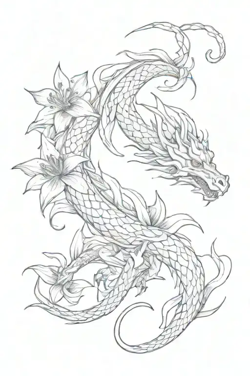 Dragon Slender Feminine Red Lily Downward