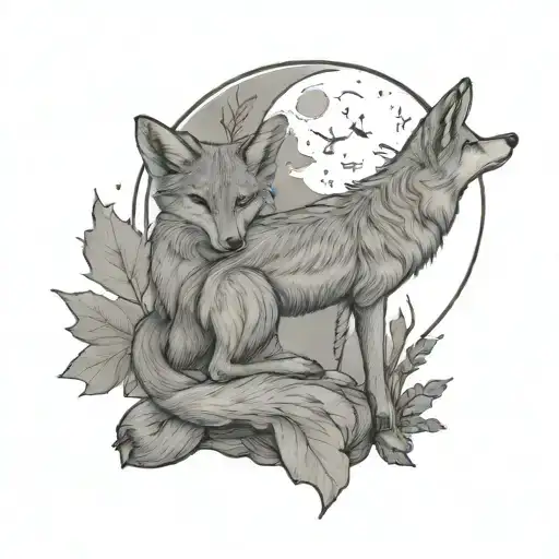 Eidelweiss Moon And Seated Coyote