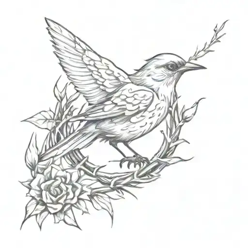 Small Bird Inside Crown Of Thorns