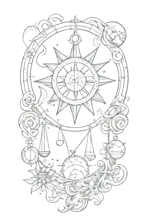 Libra And Capricorn Symbols With A Sun And Moon