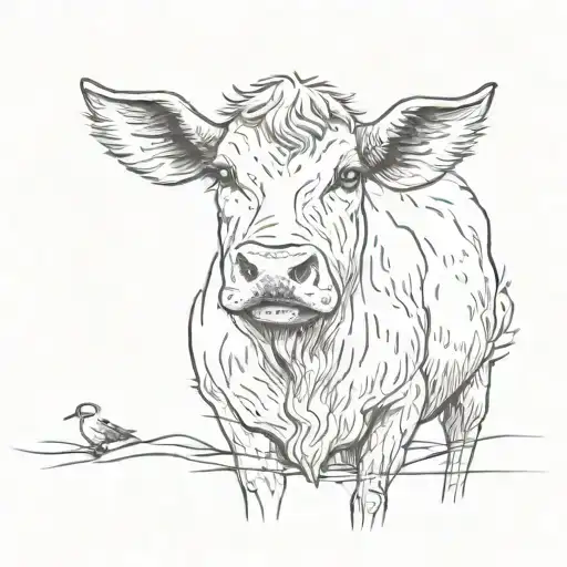A Minimalist Sketch Of A Farm Animal With A Modern Twist