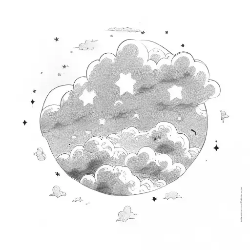 Clouds With Little Stars Coming Out The Bottom