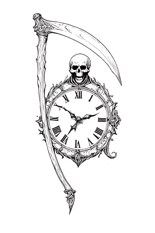 Death With A Scythe With A Clock
