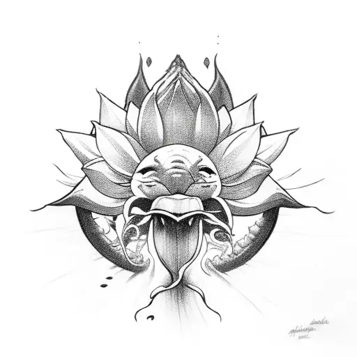 Lotus Flower Growing Out Of A Demons Mouth